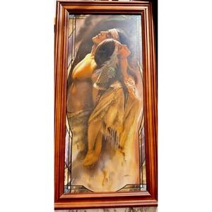 "LOVE'S ETERNAL LIGHT" STAINED GLASS BY LEE BOGEL 23" L x 12.5 W x 1.5 D (2805)